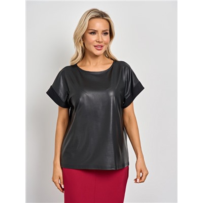 Блузка чёрная из искусственной кожи