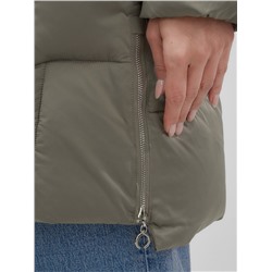 Пальто зимнее утепленное с мехом и капюшоном тренд коричневого цвета 7630K