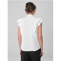 Блузка без рукавов белая с оборками