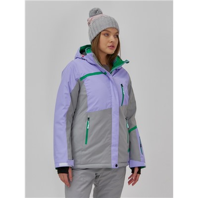 Горнолыжная куртка женская зимняя сиреневого цвета 7092Sn
