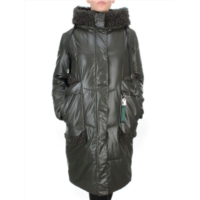 21-985 DARK GREEN Пальто зимнее женское AIKESDFRS (200 гр. холлофайбера)