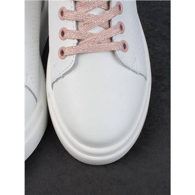 05-PDXT13-2 WHITE/PINK Кроссовки женские (натуральная кожа)