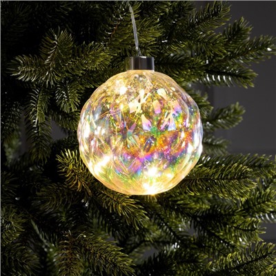 Елочная игрушка светодиодная "Шар", d=12 см, 12 LED, батарейки ААх2 (нет в комплекте), свечение тёплое белое