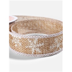 Лента текстильная с рисунком, 24 мм, 9.1± 0.5 м, бежевая, белая