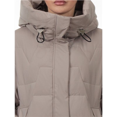 H268 DK. BEIGE Пальто зимнее женское (170 гр. холлофайбер)