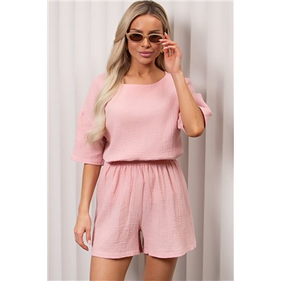 Костюм летний розовый с шортами Кейти №1