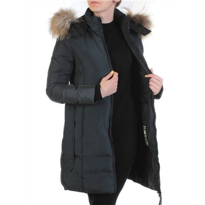 YW-17013 DK. GRAY Пальто женское зимнее (био-пух, натуральный мех лисицы)