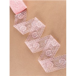 Кружево на сетке «Цветы», 50 мм, 11±1 м, нежно-розовое