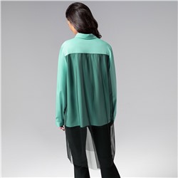 Рубашка комбинированное с сеткой, Срочно на обложку (бирюзовая)