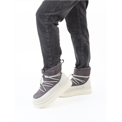04-WF029-4M DK. GRAY/MILK Ботинки зимние женские (натуральная кожа, курточная ткань, 100% шерсть)