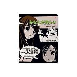 Тетрадь 48 листов в клетку MANGA ANIME, обложка мелованный картон, матовая ламинация, МИКС