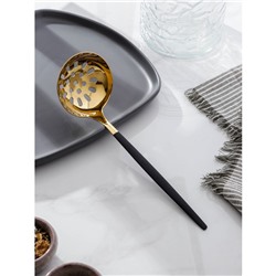 Шумовка из нержавеющей стали Magistro «Грэйс», h=24.5 см, цвет ручки чёрный, цвет головы золотой