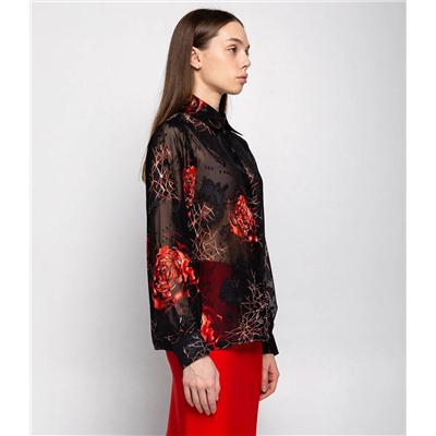 Блуза #КТ550 (1)-1, чёрный,красный