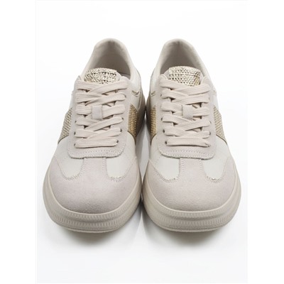 03-A1021-2 LT. BEIGE Кроссовки женские (натуральная кожа, натуральная замша)