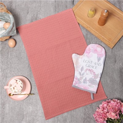 Набор кухонный «Этель» Love: варежка 20×28 см, полотенце, 35×60 см, вафля