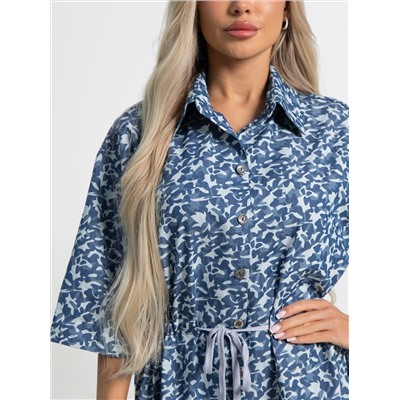 Платье хлопковое Стоун (сине-белое) П15449-4М