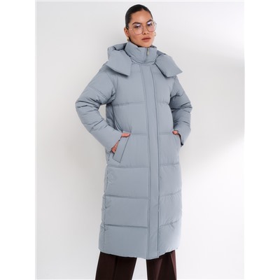 Пуховик женский серо-голубой
