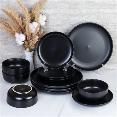 Столовый набор 12 предметов black / 12/3500 /уп 2/ С