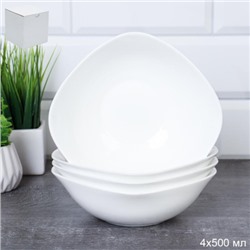 Набор суповых квадратных тарелок 4 штуки 500 мл  / Sq/FLFW65 (WHITE) /уп 12/
