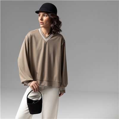 Свитшот с акцентными швами, Успех в руках (бежевый)