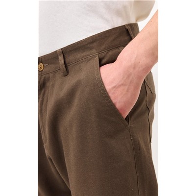 Брюки льняные мужские F111-0851 светло-коричневые