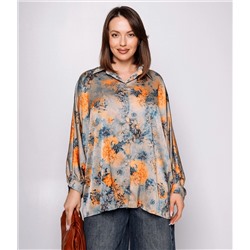 Блуза #КТ1936 (2), голубой, оранжевый