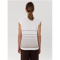 Блуза вязаная белая в полоску