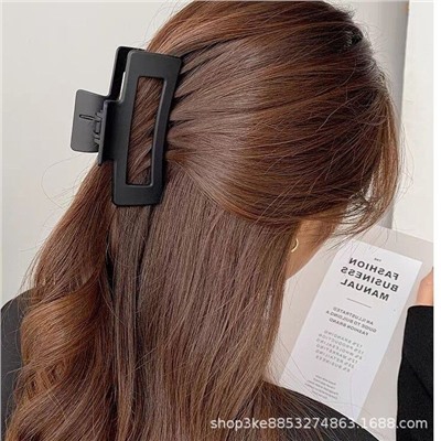 Заколка-краб для волос матовый Черный ПРЯМОУГОЛЬНЫЙ 10,5 см.