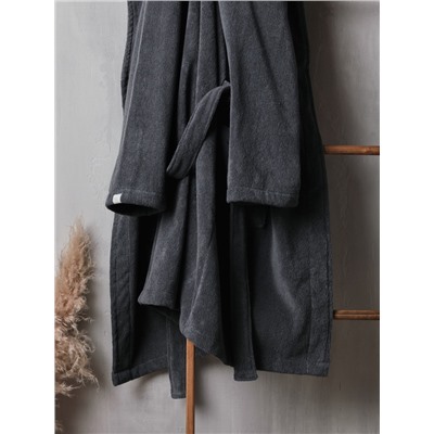 Халат махровый женский SL HOME: Basic «Гри Сандре», хлопок 100%, тёмно-серый