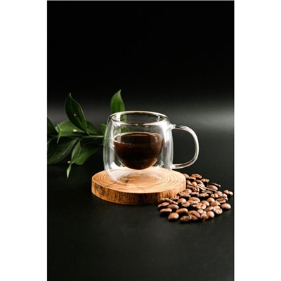 Кружка с двойными стенками Magistro «Дуо», 80 мл, 9×7×6.3 см, стекло, прозрачная