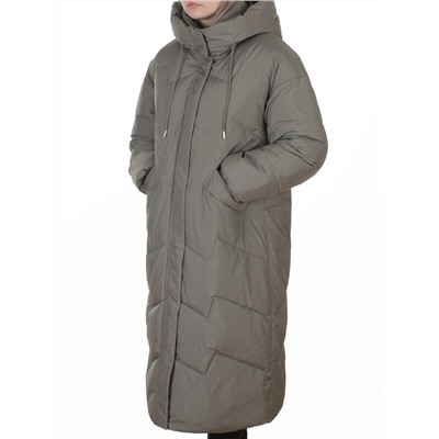 8883 GRAY/GREEN Пальто зимнее женское (150 гр. холлофайбер)