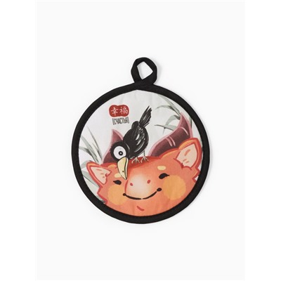 Набор подарочный «Этель. Китайский дракон»: кухонное полотенце 40×73 см, прихватка 17×17 см, хлопок