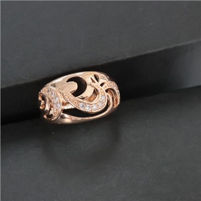 Кольцо ювелирная бижутерия коллекция "Дубай" покрытие позолота, вставка: фианиты, цвет: прозрачный, 19 р-р, арт.414.529-19