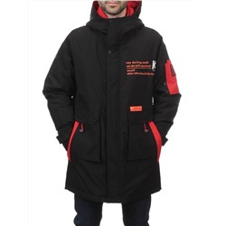 22066 BLACK RED Куртка мужская зимняя облегченная (150 гр. холлофайбер)