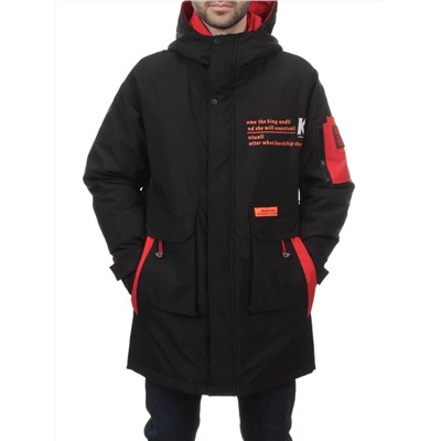 22066 BLACK RED Куртка мужская зимняя облегченная (150 гр. холлофайбер)