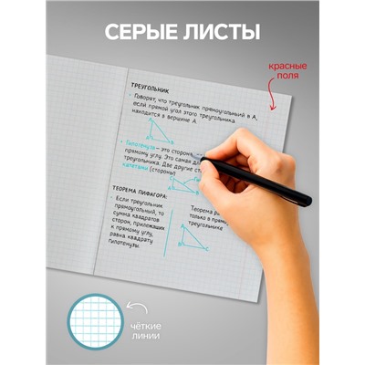Набор тетрадей, 96 листов в клетку, Calligrata «Шотландка», серые листы, 4 штуки