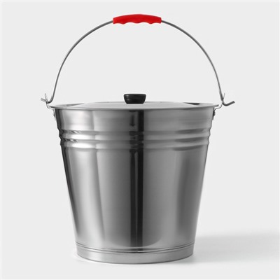 Ведро, 12 л, d=32 см, с крышкой, AISI 201 сталь