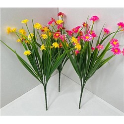 Цветы искусственные декоративные Ромашки (5 веток 15 цветков) 35 см пластик