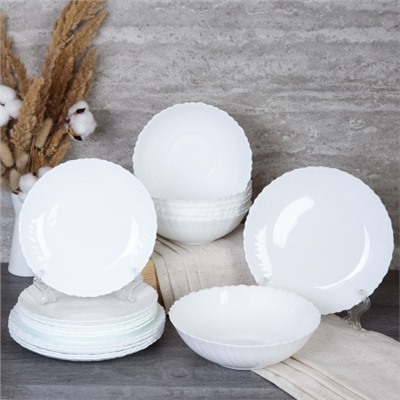 Столовый набор 19 предметов  Классика  GRAY-19 758578 (WHITE) (уп 2)