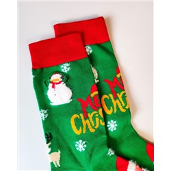 Носки НГ р.40-45 "Happy NY" Большой Санта Зеленые