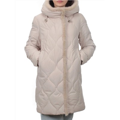 310 BEIGE Пальто зимнее стеганое женское (200 гр. холлофайбер, натуральная норка)