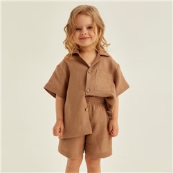 Костюм детский домашний (рубашка и шорты) SL HOME, размер 34 (122-128 см), цвет кофейный