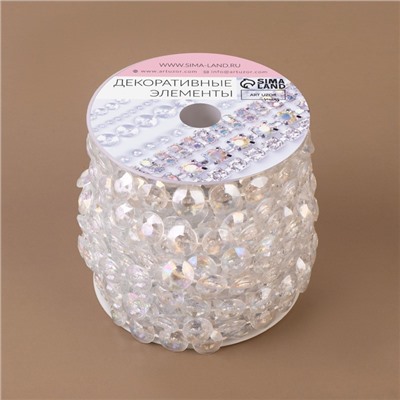 Бусы на нитях, с голографией, 10 мм, 9±1 м, прозрачные