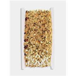 Тесьма декоративная с пайетками, 15 мм, 9.1±0.5 м, цвет золотой