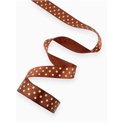 Лента атласная с тиснением «Горох», 25 мм, 23±1 м, коричневая №32