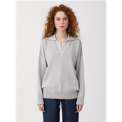 Джемпер-поло вязаный светло-серый