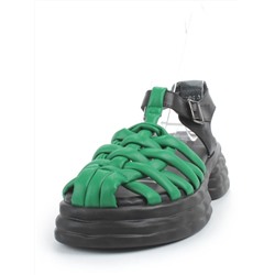 08-PEAG48-2 BLACK/GREEN Босоножки женские (натуральная кожа)