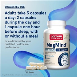 Jarrow Formulas, MagMind для веганов, добавка для здоровья мозга, 144 мг, 90 растительных капсул (48 мг в 1 капсуле)