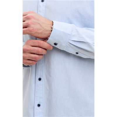 Рубашка д/р лен F511-0480 l.blue