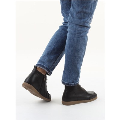 01-S77-98 BLACK Ботинки демисезонные женские (натуральная кожа, байка)